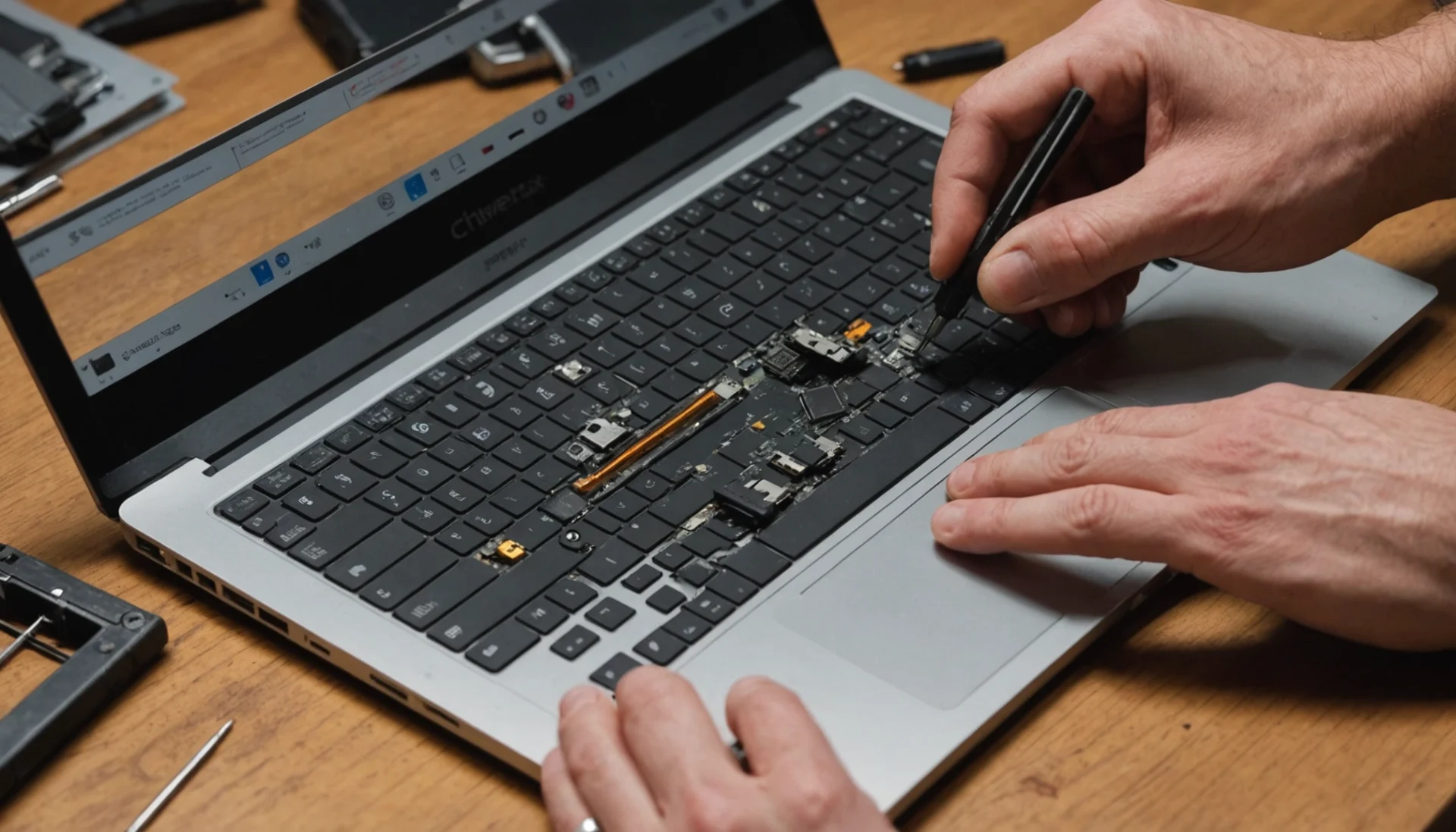 charniere ecran pc portable cassé